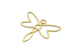 Brass Dragonfly Charm, 24 Raw Brass Dragonfly Charms With 1 Loop (30x33x0.60mm) SMP0117