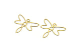 Brass Dragonfly Charm, 24 Raw Brass Dragonfly Charms With 1 Loop (30x33x0.60mm) SMP0117
