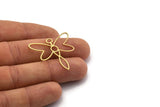 Brass Dragonfly Charm, 24 Raw Brass Dragonfly Charms With 1 Loop (30x33x0.60mm) SMP0117