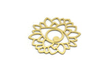 Brass Flower Charm, 6 Raw Brass Eye Charms, Charm Pendants, Findings (35x34x0.60mm) SMP0118