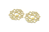 Brass Flower Charm, 6 Raw Brass Eye Charms, Charm Pendants, Findings (35x34x0.60mm) SMP0118