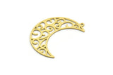 Brass Moon Charm, 6 Raw Brass Crescent Moon Charms With 1 Loop, Findings (35x12x0.60mm) SMP0120