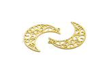 Brass Moon Charm, 6 Raw Brass Crescent Moon Charms With 1 Loop, Findings (35x12x0.60mm) SMP0120