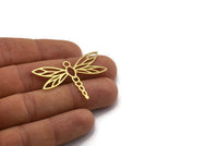 Brass Dragonfly Charm, 6 Raw Brass Dragonfly Shaped Charms With 1 Loop, Pendants, Findings (30x43x0.60mm) SMP0124