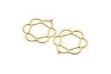 Brass Flower Charm, 12 Raw Brass Flower Charms With 1 Loop, Charm Pendants, Findings (28x24.5x0.60mm) SMP0125