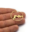 Brass Round Charm, 8 Raw Brass Mountain Charms With 1 Loop, Charm Pendants (34x32x0.60mm) SMP0127
