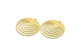Brass Geometric Charm, 4 Raw Brass Round Charms With 1 Loop, Findings (29x27.5x0.60mm) SMP0128 A3889