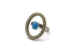 Gümüş Yüzük Ayarı, Antik Gümüş Kaplamalı Pirinç Oval Yüzük, 1 Taş Ayarı - Ped Boyutu 8x6mm N2286 H1608