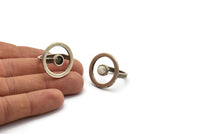 Gümüş Yüzük Ayarları, Antik Gümüş Kaplamalı Pirinç Yuvarlak Yüzük, 1 Taş Ayarı - Ped Boyutu 6mm N2292 H1604