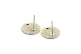 Gümüş Kabaşon Küpe, 1 Delikli 6 Antik Gümüş Kaplama Pirinç Kabaşon Küpe (12x1,2 mm) D1378 A6064