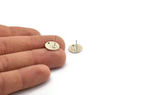 Gümüş Kabaşon Küpe, 1 Delikli 6 Antik Gümüş Kaplama Pirinç Kabaşon Küpe (12x1,2 mm) D1378 A6064