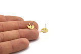 Earring Studs, 12 Raw Brass - Irregular Shaped Stud Earrings - Brass Earrings - Earrings (12x10x1mm) A6575