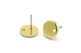 Brass Round Earring, 8 Raw Brass Round Stud Earrings With 1 Hole (10x1.5mm) Y187 A6589