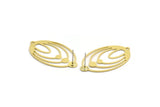 Brass Oval Earring, 4 Raw Brass Oval Shaped Stud Earrings With 1 Loop (40x23.5x0.60mm) A5063 A6579