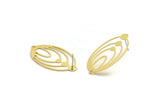 Brass Oval Earring, 4 Raw Brass Oval Shaped Stud Earrings With 1 Loop (40x23.5x0.60mm) A5063 A6579