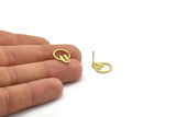 Earring Studs, 12 Raw Brass - Irregular Shaped Stud Earrings - Brass Earrings - Earrings (16x12x1mm) A6588