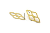 Earring Studs, 8 Raw Brass - Ethnic Motif Shaped Stud Earrings - Brass Earrings - Earrings (30x14x0.80mm) A5702 A6592