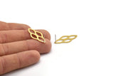 Earring Studs, 8 Raw Brass - Ethnic Motif Shaped Stud Earrings - Brass Earrings - Earrings (30x14x0.80mm) A5702 A6592
