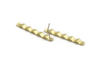 Brass Rectangle Earring, 6 Raw Brass Wavy Stud Earrings With 1 Hole, Zig Zag Earrings (46x5x0.80mm) B0322 A6581
