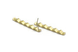 Brass Rectangle Earring, 6 Raw Brass Wavy Stud Earrings With 1 Hole, Zig Zag Earrings (46x5x0.80mm) B0322 A6581