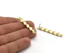 Brass Rectangle Earring, 6 Raw Brass Wavy Stud Earrings With 1 Hole, Zig Zag Earrings (46x5x0.80mm) B0322 A6581