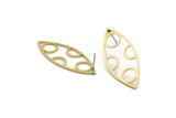Brass Marquise Earring, 8 Raw Brass Marquise Shaped Stud Earrings (39x15x0.80mm) A5626 A6570