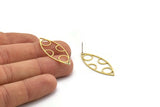 Brass Marquise Earring, 8 Raw Brass Marquise Shaped Stud Earrings (39x15x0.80mm) A5626 A6570