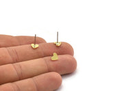 Brass Heart Earring, 12 Raw Brass Tiny Heart Shaped Stud Earrings (6x6x0.80mm) A6586