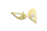Brass Drop Earring, 6 Raw Brass Drop Stud Earrings With 1 Loop (28x16x0.80mm) A1604 A6572