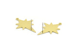 Brass North Star Earring, 4 Raw Brass Pole Star Shaped Stud Earrings With 1 Loop (30x22x0.80mm) M02478 A6603