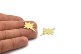 Brass North Star Earring, 4 Raw Brass Pole Star Shaped Stud Earrings With 1 Loop (30x22x0.80mm) M02478 A6603