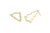 Earring Studs, 12 Raw Brass - Tree Shaped Stud Earrings - Brass Earrings - Earrings (25x19x0.80mm) A5954 A6597