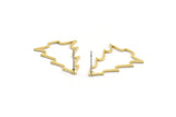 Earring Studs, 12 Raw Brass - Tree Shaped Stud Earrings - Brass Earrings - Earrings (25x19x0.80mm) A5954 A6597