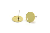 Brass Round Earring, 12 Raw Brass Round Shaped Stud Earrings With 1 Hole (11x10x0.60mm) A4078 A6591