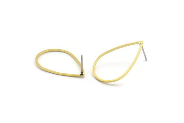 Brass Drop Earring, 12 Raw Brass Drop Shaped Stud Earrings (27x19x0.80mm) A6595