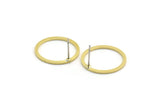 Brass Circle Earring, 10 Raw Brass Circle Stud Earrings (20x1.3x1mm) A4071 A6566