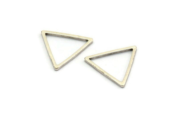 Gümüş Üçgen Charm, 50 Antik Gümüş Kaplamalı Pirinç Açık Üçgen Yüzük Charm (15x0,90 mm) Bs 1024