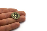 Brass Round Charm, Raw Brass Round Charm With 1 Loop, Moon Phases Findings, Moon Findings (28x25x1.7mm) N2377