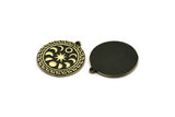 Brass Round Charm, Raw Brass Round Charm With 1 Loop, Moon Phases Findings, Moon Findings (28x25x1.7mm) N2377