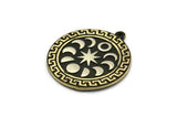 Brass Round Charm, Raw Brass Round Charm With 1 Loop, White Brass Moon Findings, White Brass Moon Phases Charms (28x25x1.7mm) N2379