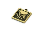 Brass Square Charm, 2 Raw Brass Square Charms With 1 Loop, Sun Findings, Sun Rising Findings (18x16x1.4mm) N2365