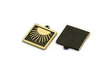 Brass Square Charm, 2 Raw Brass Square Charms With 1 Loop, Sun Findings, Sun Rising Findings (18x16x1.4mm) N2365