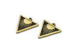 Brass Triangle Charm, 2 Raw Brass Triangle Charms With 1 Loop, Sun Findings, Sun Rising Findings (20x18x1.7mm) N2371