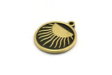Brass Round Charm, 2 Raw Brass Round Charms With 1 Loop, Sun Findings, Sun Rising Findings (19x16x1.4mm) N2358