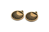 Brass Round Charm, 2 Raw Brass Round Charm With 1 Loop, Copper Sun Findings, Copper Sun Rising (19x16x1.4mm) N2359