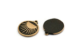 Brass Round Charm, 2 Raw Brass Round Charm With 1 Loop, Copper Sun Findings, Copper Sun Rising (19x16x1.4mm) N2359