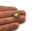 Brass Round Charm, 2 Raw Brass Round Charm With 1 Loop, Copper Sun Findings, Copper Sun Rising (19x16x1.4mm) N2359