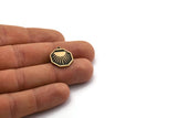 Brass Octagon Charm, 2 Raw Brass Octagon Charms With 1 Loop, Sun Findings, Copper Sun Rising, Copper Sunshine Findings (19x16x1.4mm) N2375