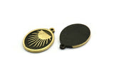 Brass Oval Charm, 2 Raw Brass Oval Charms With 1 Loop, Sun Findings, Sun Rising Findings (20x15x1.7mm) N2368