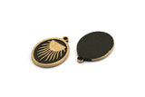 Brass Oval Charm, 2 Raw Brass Oval Charms With 1 Loop, Copper Sun Findings, Copper Sun Rising (20x15x1.7mm) N2369